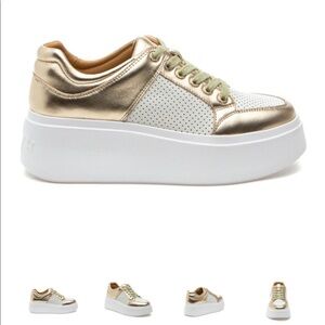 J/Slides HARLOWE White/Light Gold Leather